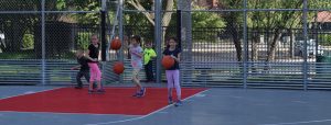kids playing basketball outside